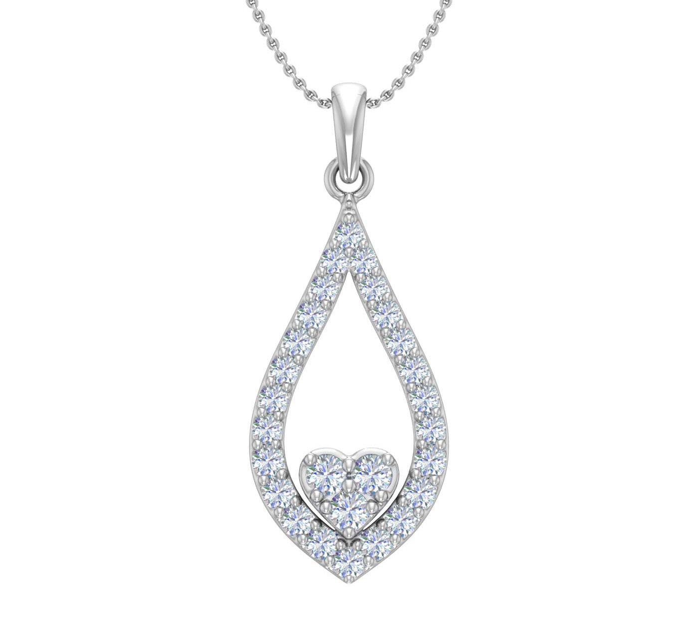 1/2 Carat 3-Stone Drop Pendant Necklace Necklace in Gold (Silver Cable Chain)
