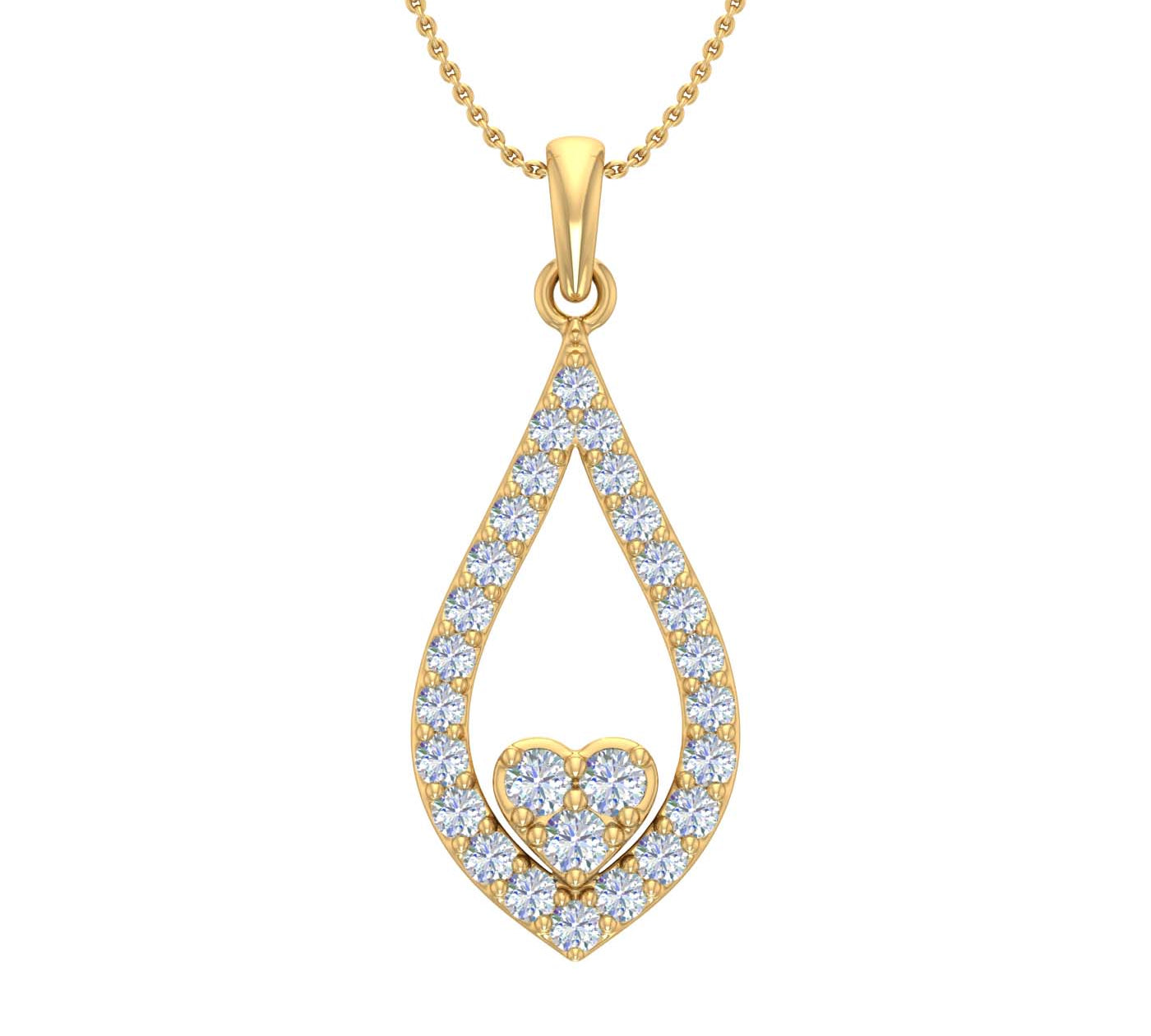 1/2 Carat 3-Stone Drop Pendant Necklace Necklace in Gold (Silver Cable Chain)