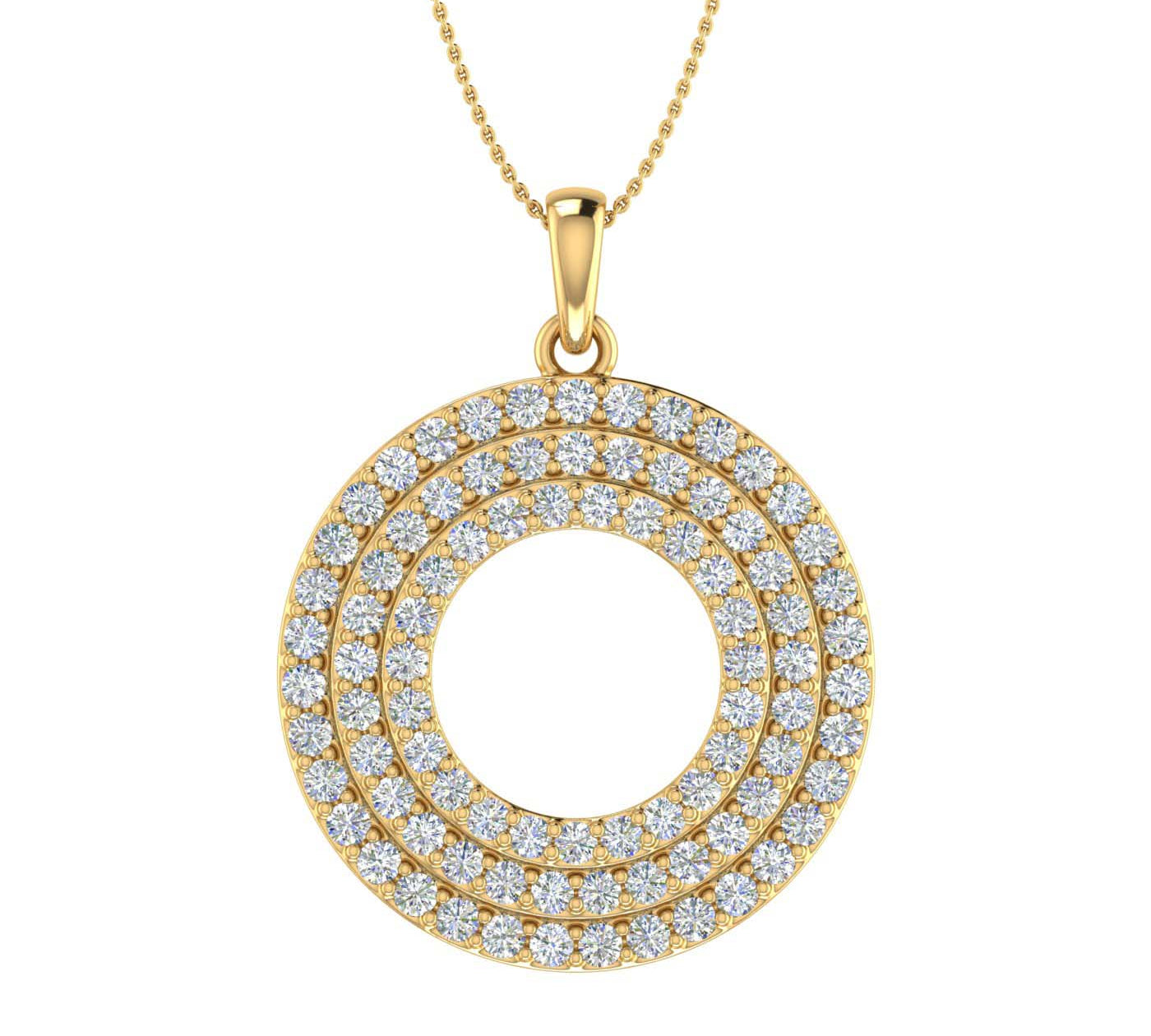 1/10 Carat Diamond Circle Pendant Necklace in Gold (Included Silver Chain) - IGI Certified