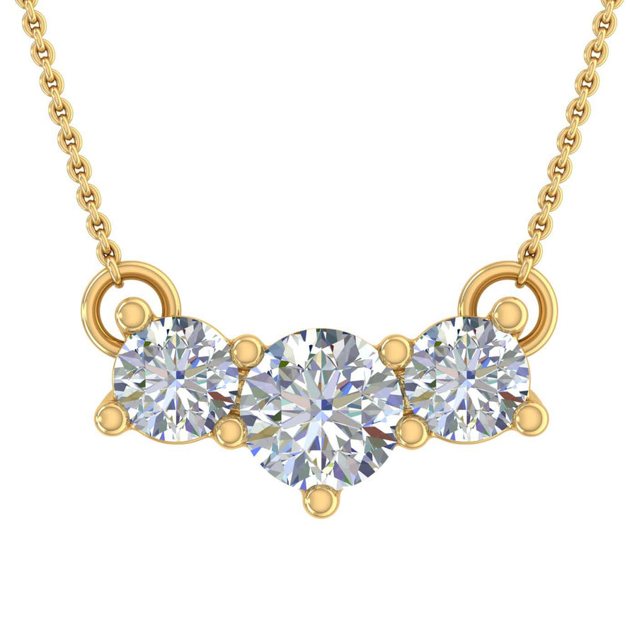 1 Carat Diamond 3-Stones Pendant Necklace in Gold