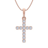 1/4 Carat Diamond Cross Pendant Necklace in Gold (Silver Cable Chain)