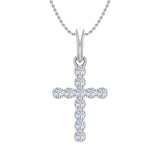 1/4 Carat Diamond Cross Pendant Necklace in Gold (Silver Cable Chain)