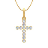 1/4 Carat Diamond Cross Pendant Necklace in Gold (Silver Cable Chain)