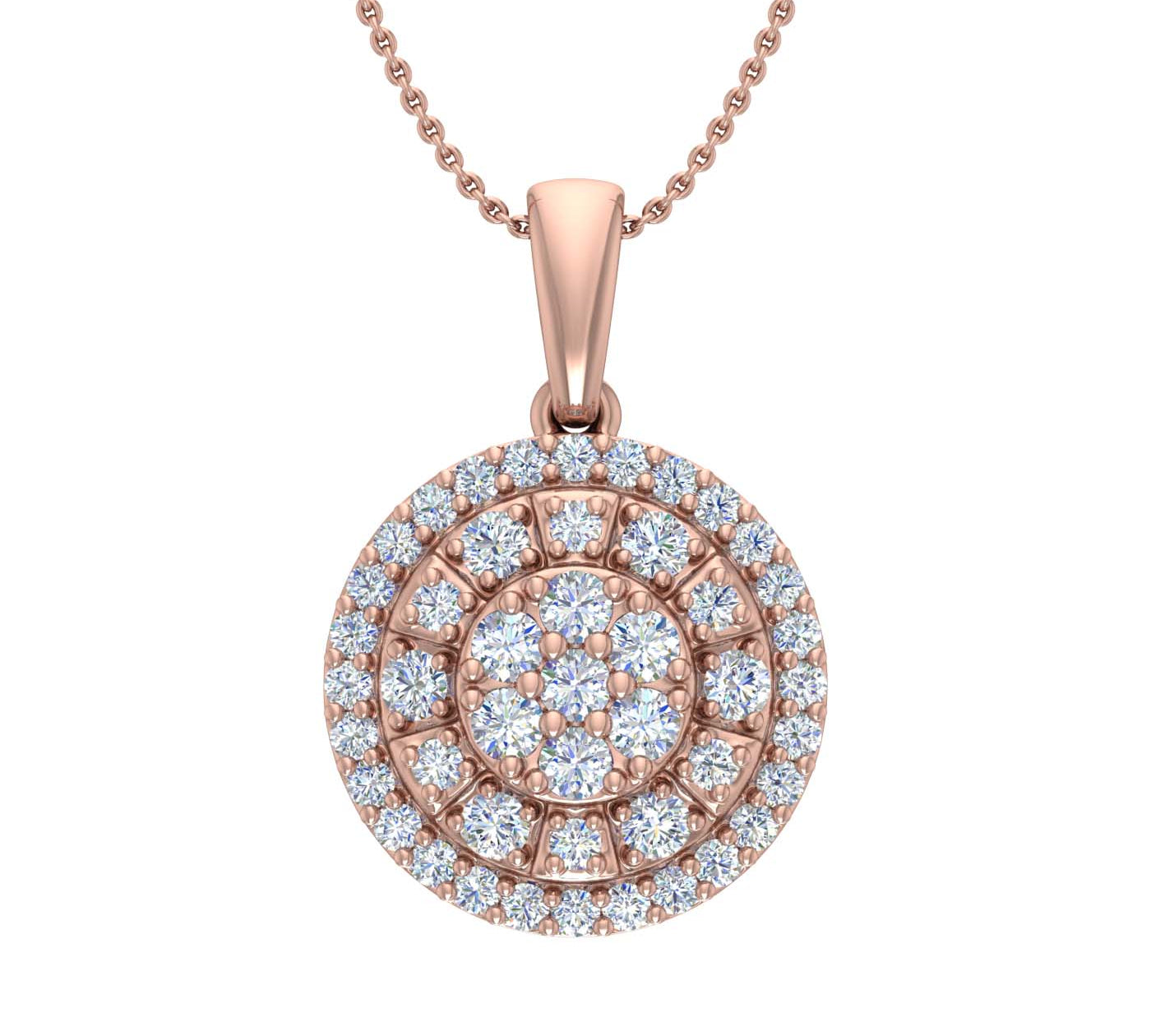 1/2 Carat Diamond Cluster Pendant Necklace in Gold (Silver Cable Chain)
