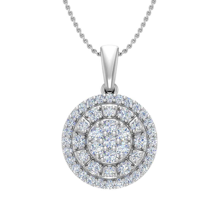 1/2 Carat Diamond Cluster Pendant Necklace in Gold (Silver Cable Chain)