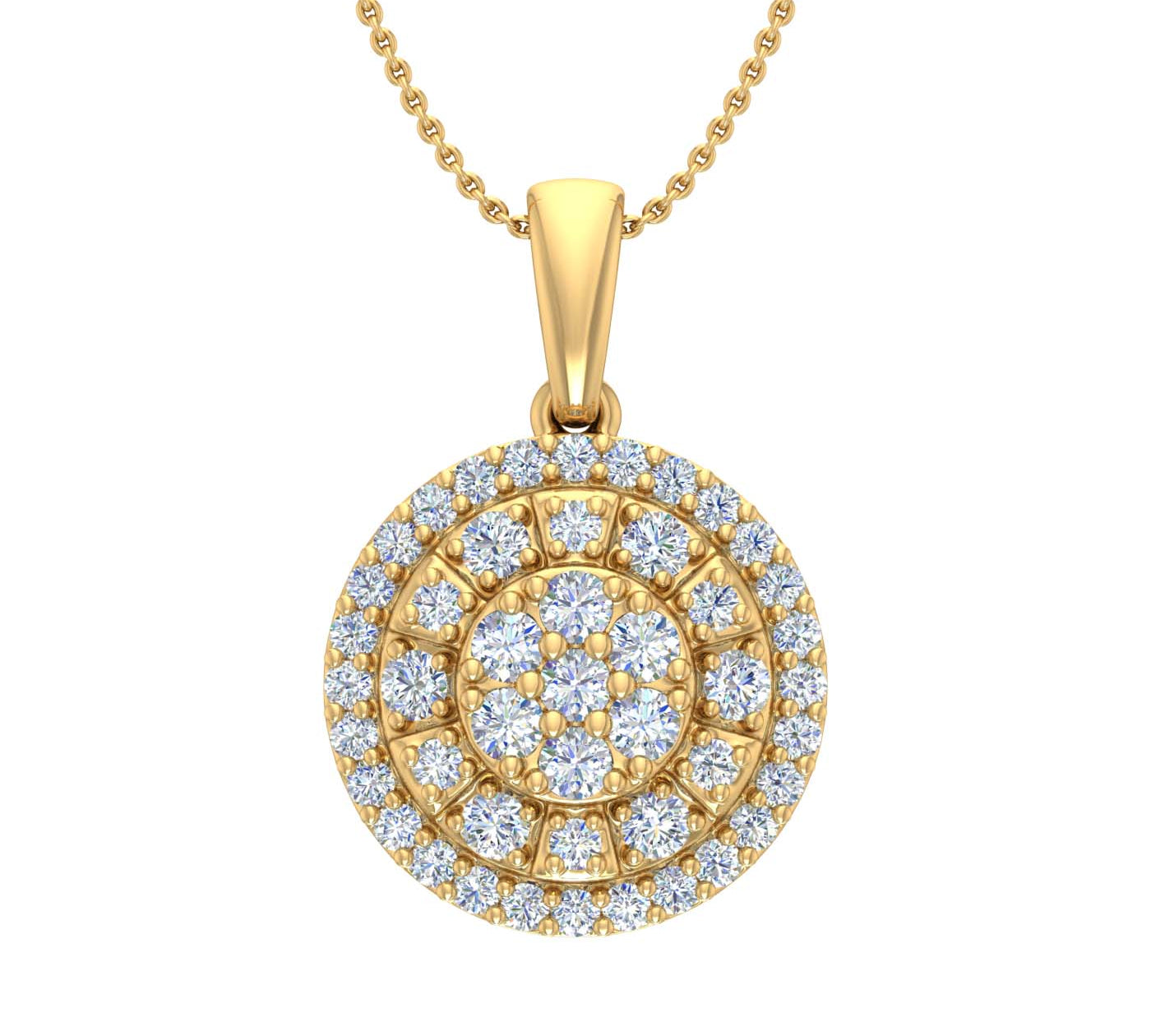 1/2 Carat Diamond Cluster Pendant Necklace in Gold (Silver Cable Chain)