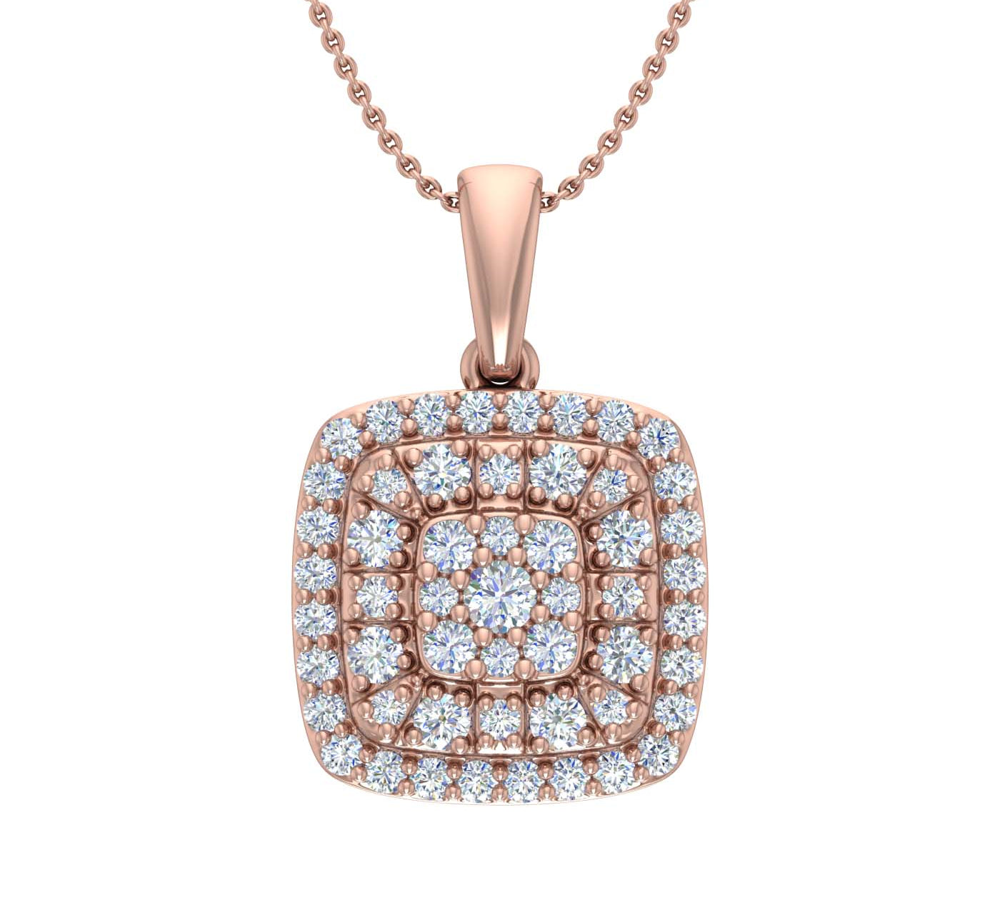 1/2 Carat Diamond Cluster Pendant Necklace in Gold (Silver Cable Chain)