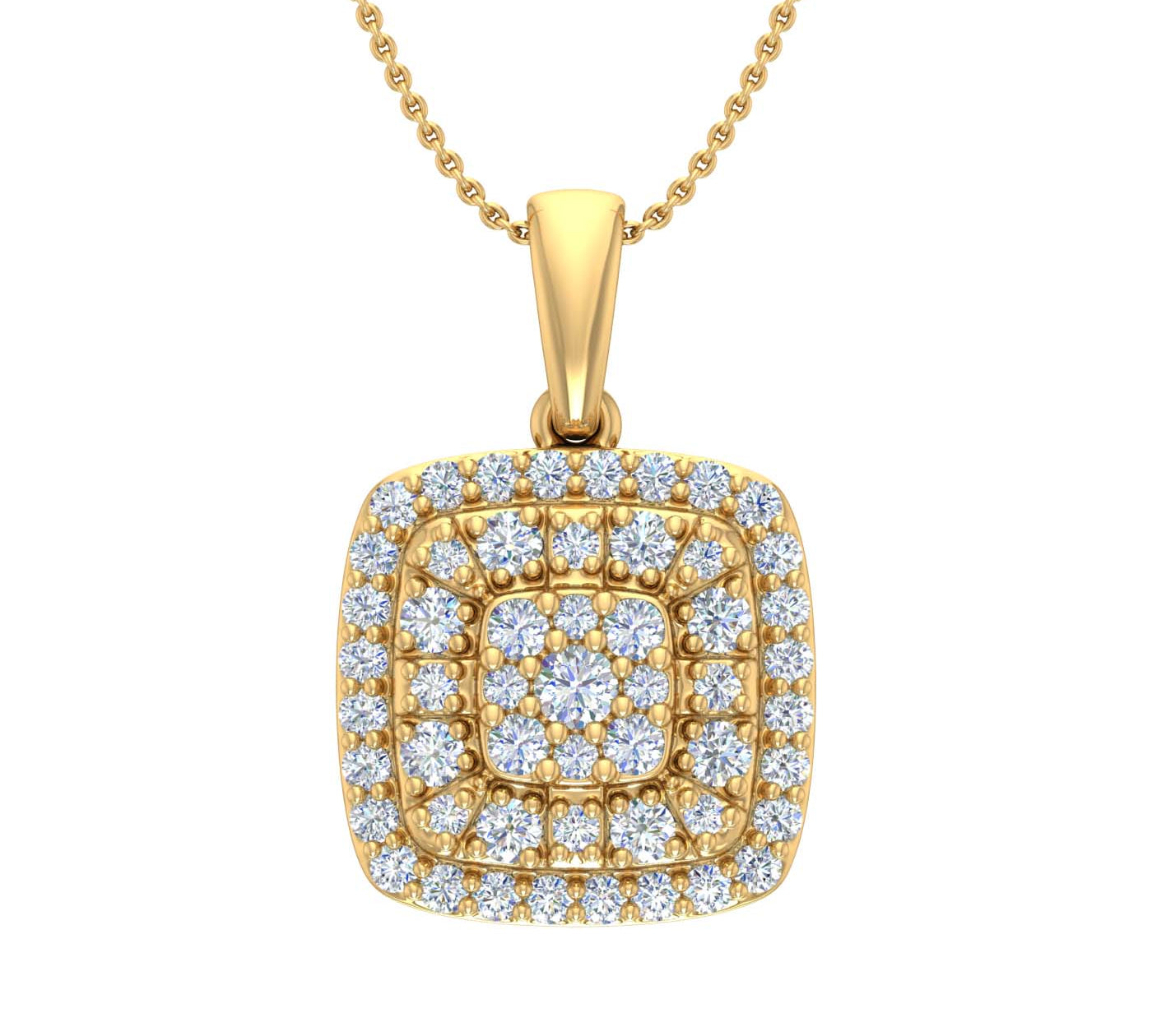 1/2 Carat Diamond Cluster Pendant Necklace in Gold (Silver Cable Chain)