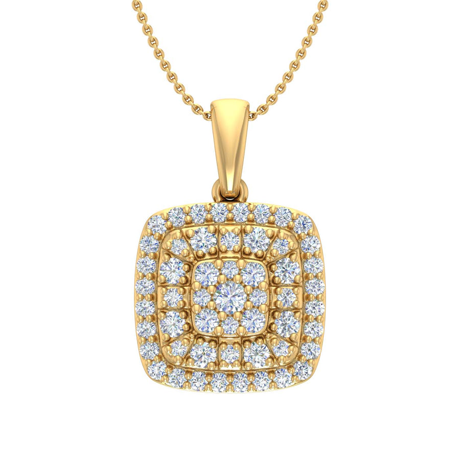1/2 Carat Diamond Cluster Pendant Necklace in Gold (Silver Cable Chain)