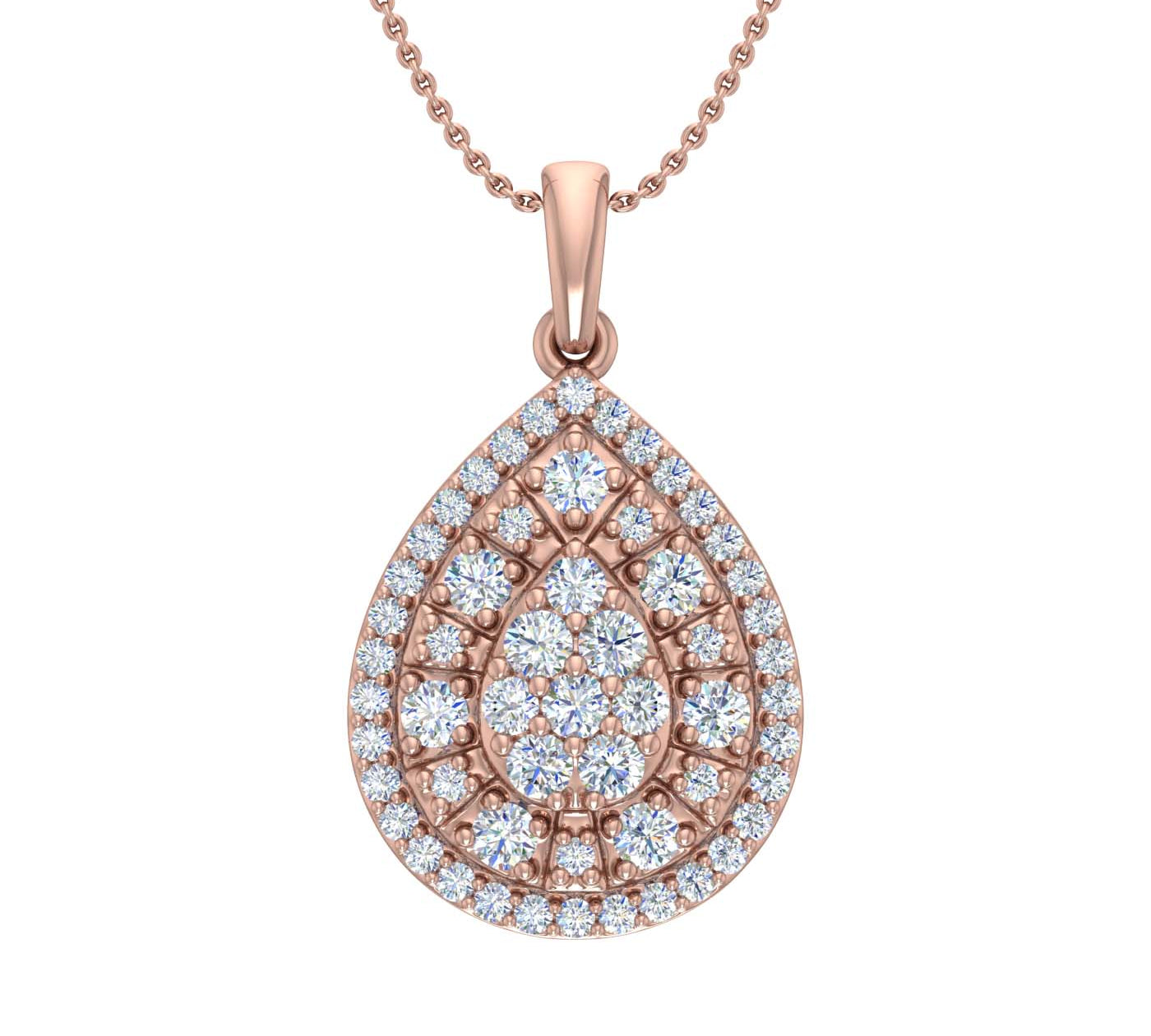 1/2 Carat Diamond Cluster Pendant Necklace in Gold (Silver Cable Chain)