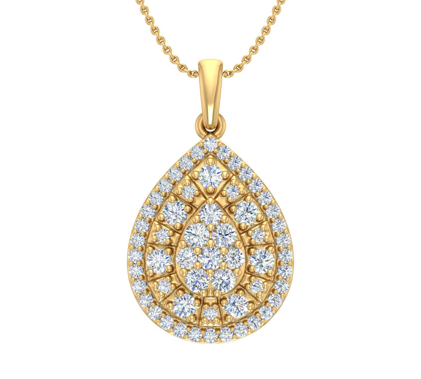 1/2 Carat Diamond Cluster Pendant Necklace in Gold (Silver Cable Chain)