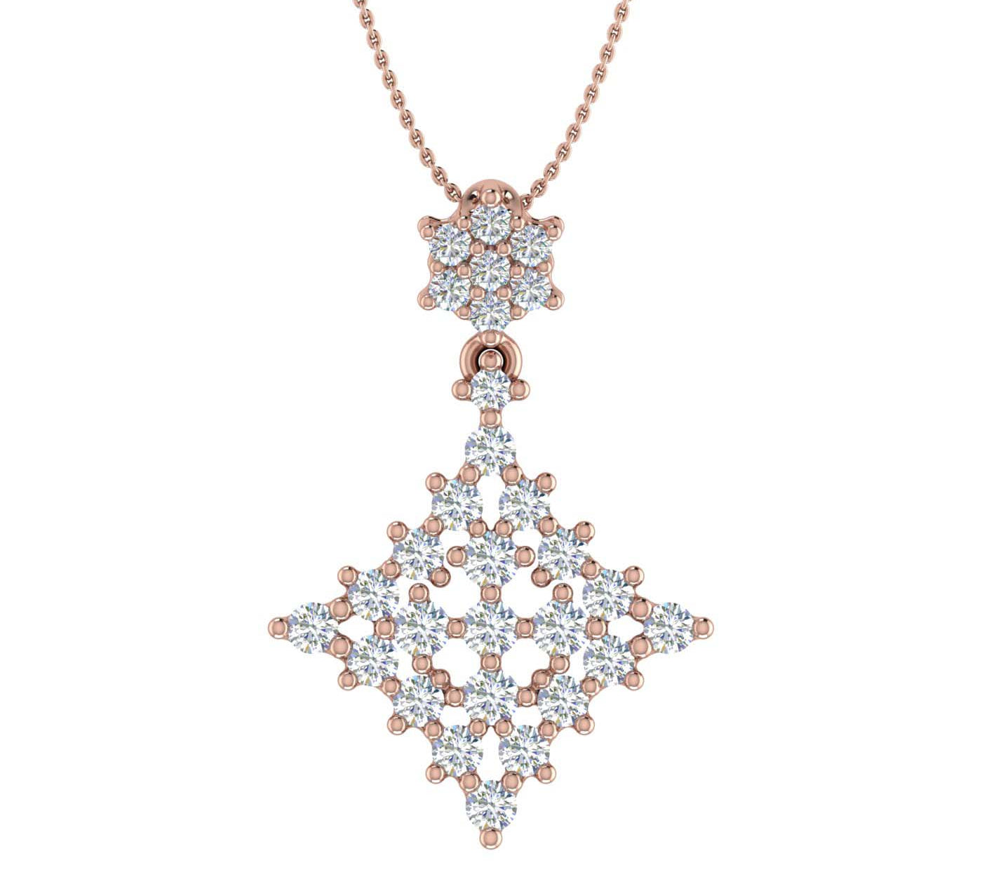 1/2 Carat Diamond Cluster Drop Pendant Necklace in Gold (Included Silver Chain) - IGI Certified