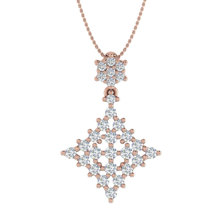 1/2 Carat Diamond Cluster Drop Pendant Necklace in Gold (Included Silver Chain) - IGI Certified