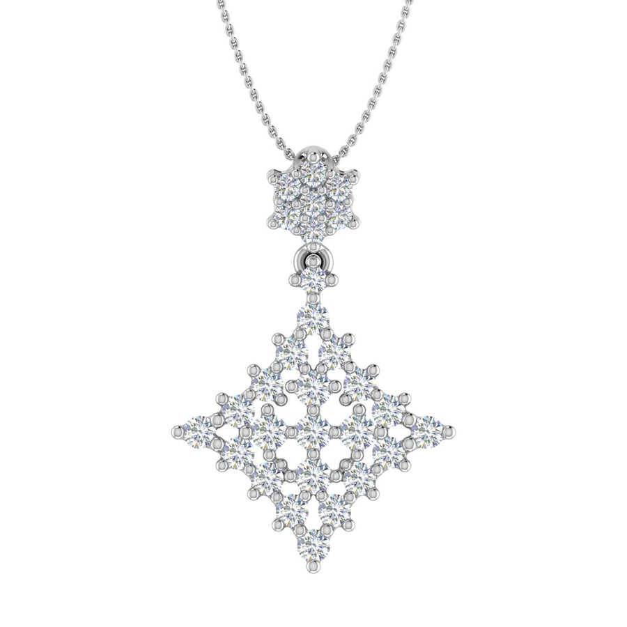 1/2 Carat Diamond Cluster Drop Pendant Necklace in Gold (Included Silver Chain) - IGI Certified