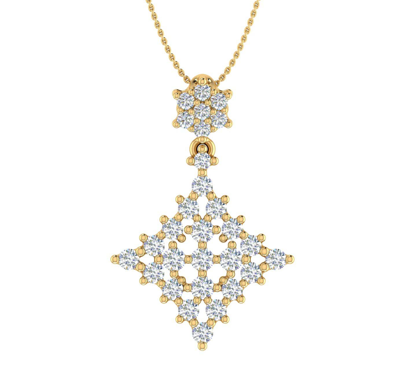 1/2 Carat Diamond Cluster Drop Pendant Necklace in Gold (Included Silver Chain)