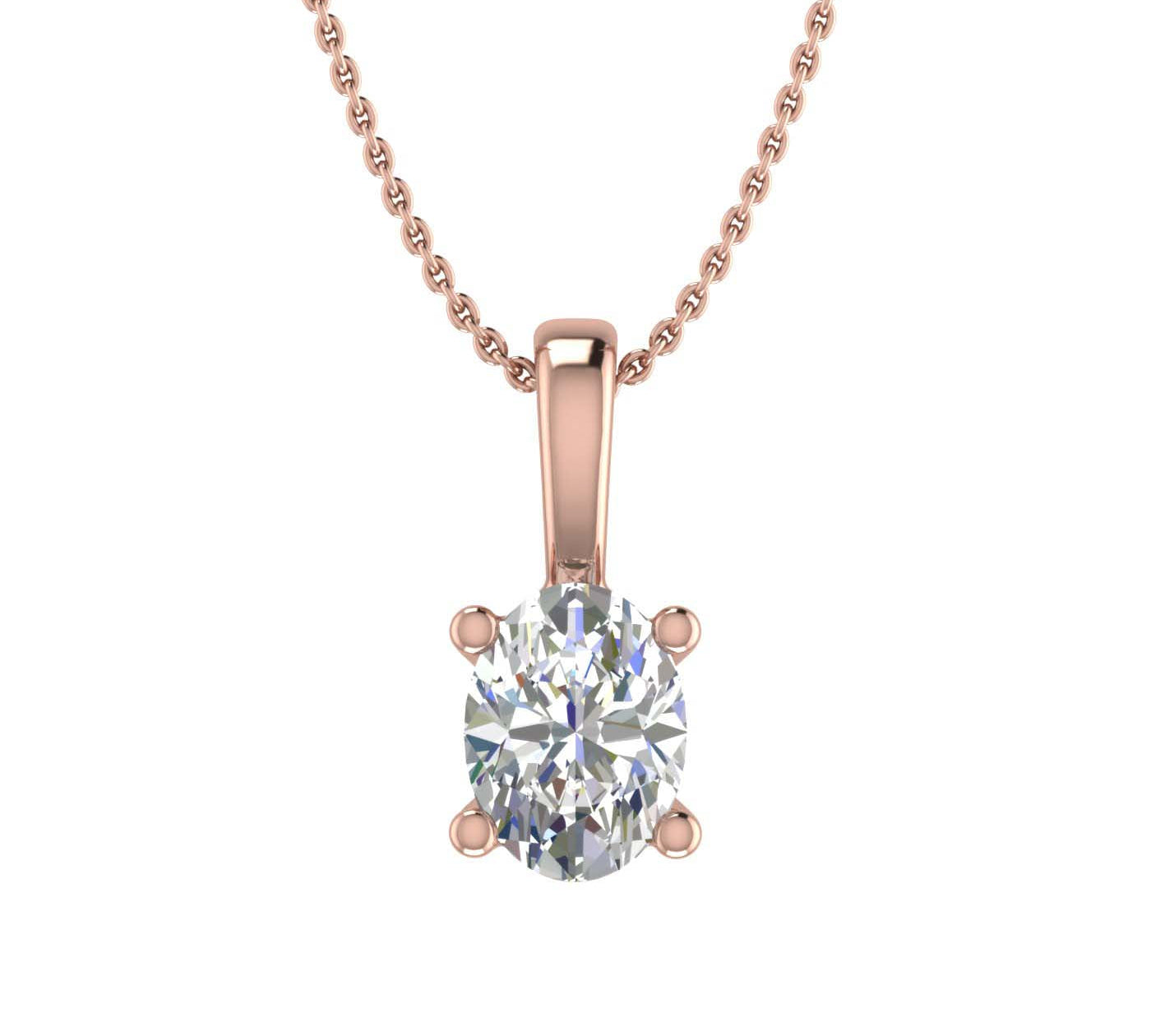 1/3 Carat Oval Cut Diamond Solitaire Pendant Necklace in Gold (Included Silver Chain)