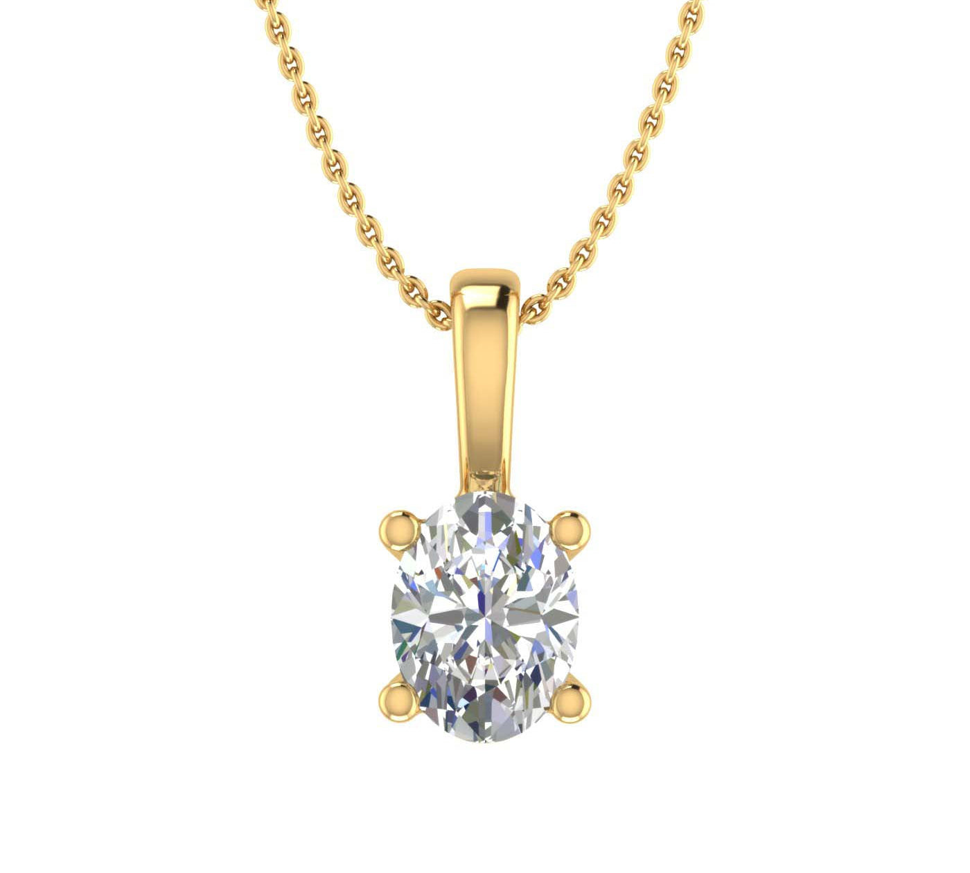 1/3 Carat Oval Cut Diamond Solitaire Pendant Necklace in Gold (Included Silver Chain)