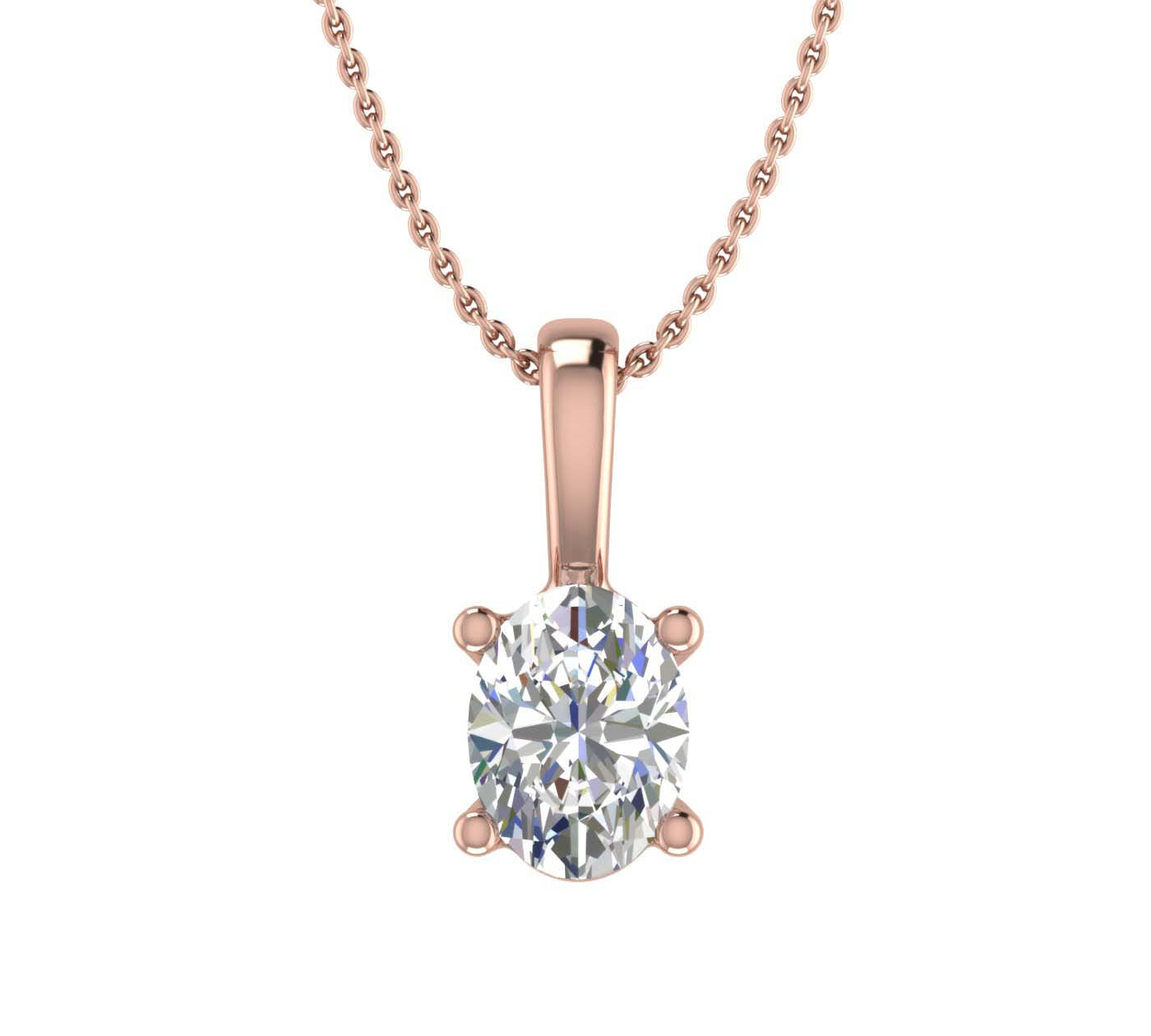 0.38 Carat Oval Cut Diamond Solitaire Pendant Necklace in Gold (Included Silver Chain)