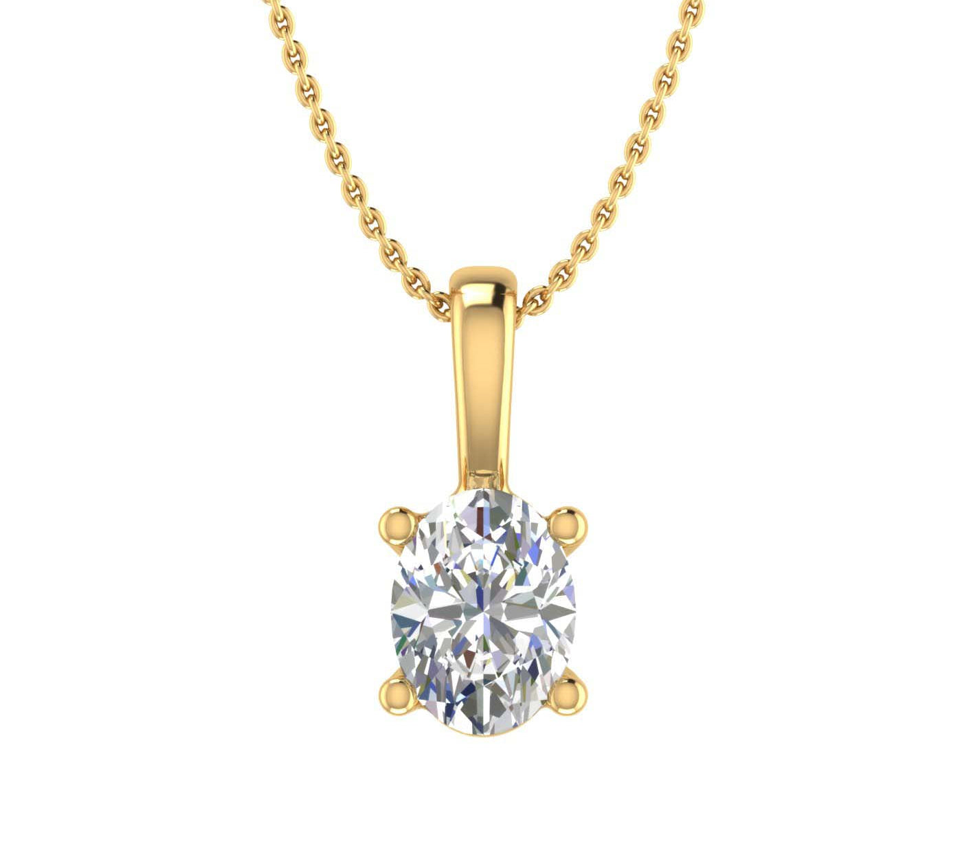 0.38 Carat Oval Cut Diamond Solitaire Pendant Necklace in Gold (Included Silver Chain)