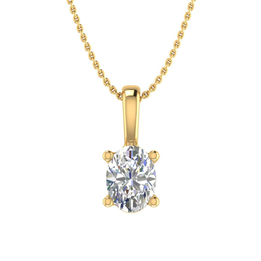 0.38 Carat Oval Cut Diamond Solitaire Pendant Necklace in Gold (Included Silver Chain)