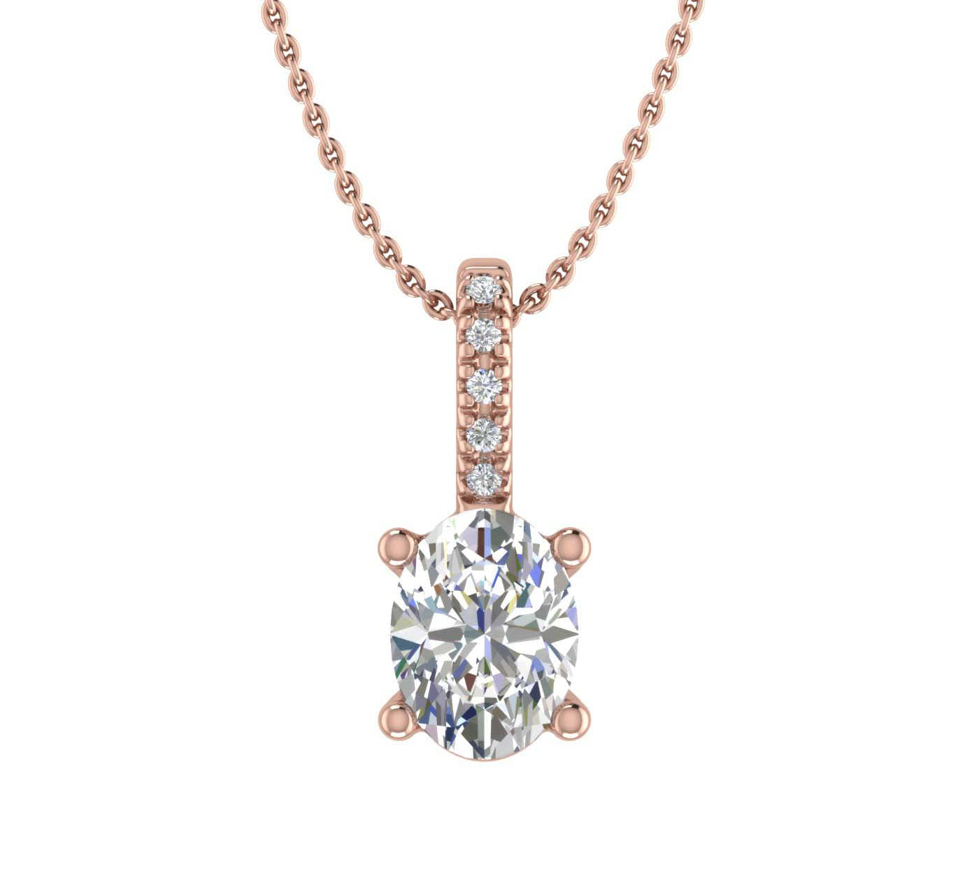 0.34 Carat Round and Oval Cut Diamond Solitaire Pendant Necklace in Gold (Included Silver Chain)