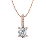 0.34 Carat Round and Oval Cut Diamond Solitaire Pendant Necklace in Gold (Included Silver Chain)
