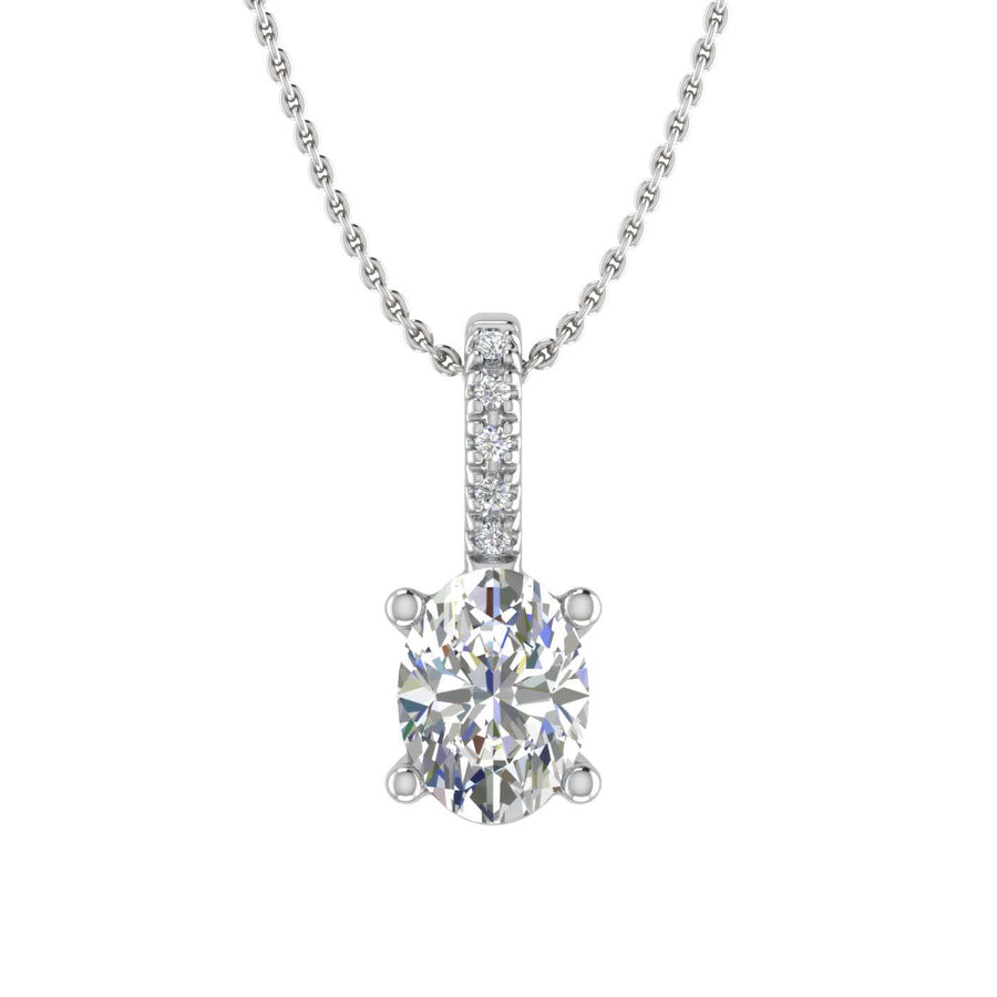 0.34 Carat Round and Oval Cut Diamond Solitaire Pendant Necklace in Gold (Included Silver Chain)