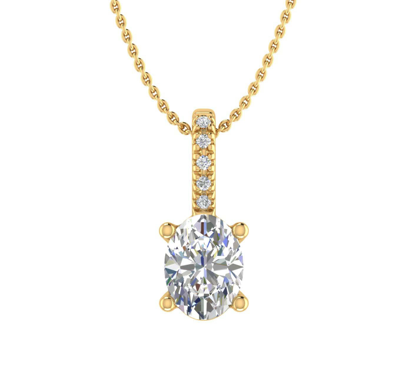 0.34 Carat Round and Oval Cut Diamond Solitaire Pendant Necklace in Gold (Included Silver Chain)