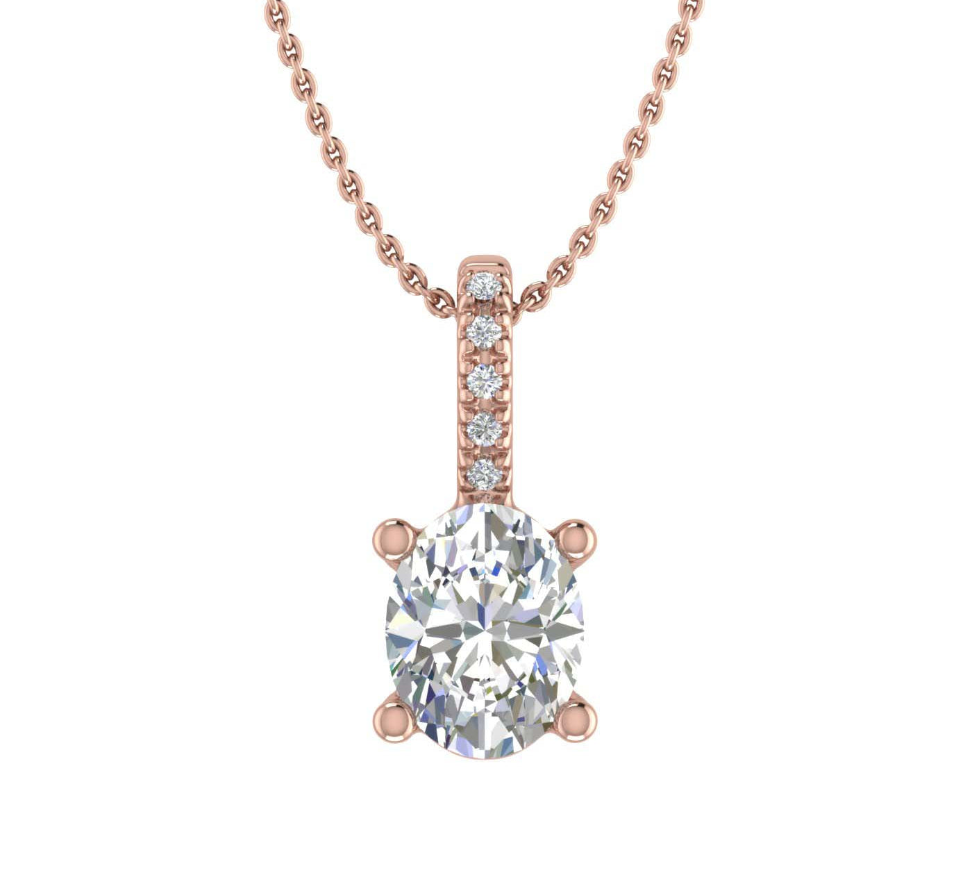 0.34 Carat Round and Oval Cut Diamond Solitaire Pendant Necklace in Gold (Included Silver Chain)
