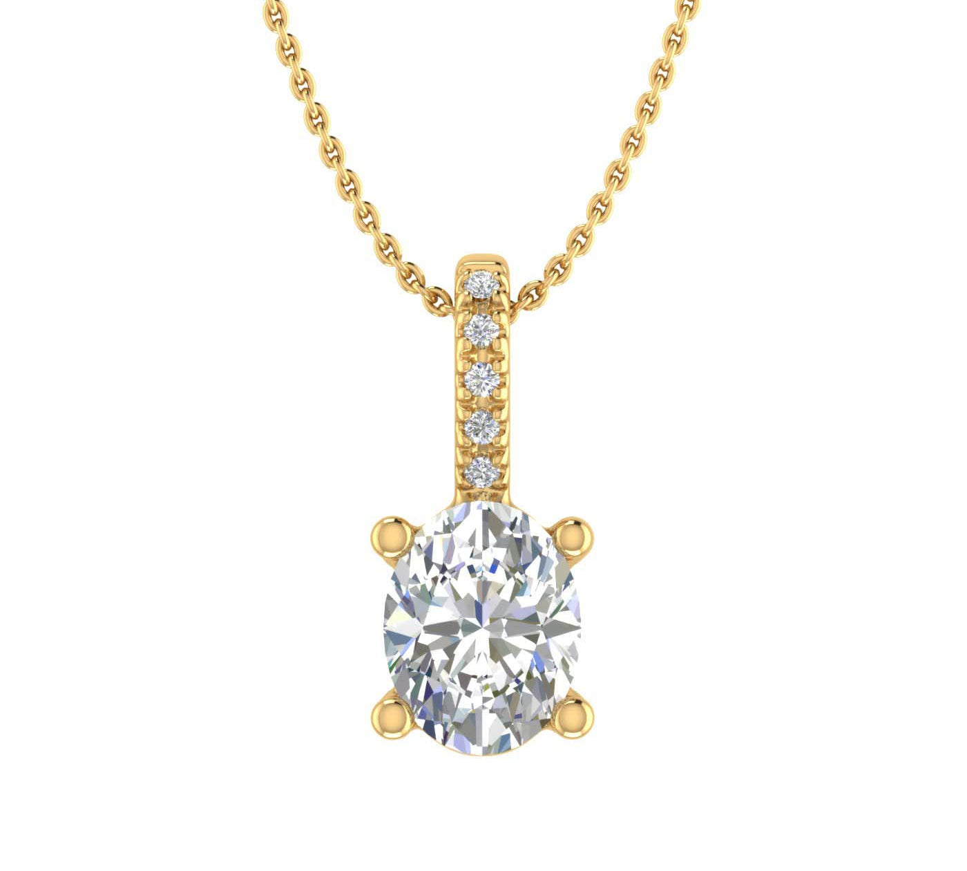 0.34 Carat Round and Oval Cut Diamond Solitaire Pendant Necklace in Gold (Included Silver Chain)