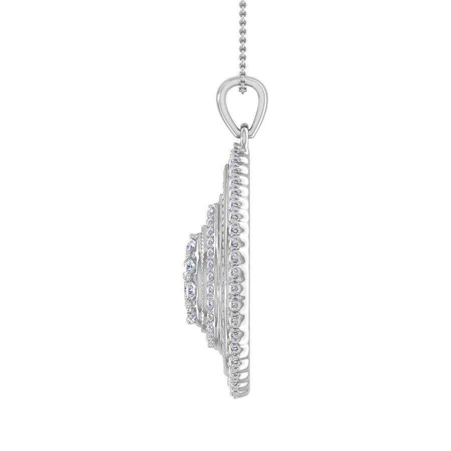 1 Carat Diamond Cluster Pendant Necklace in Gold (Silver Cable Chain)