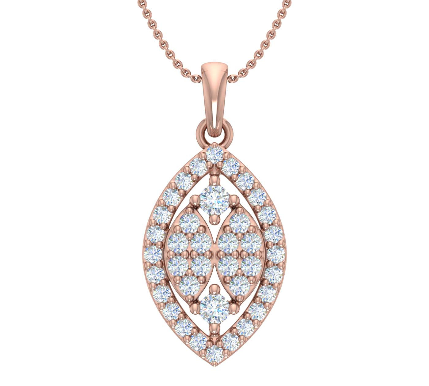 1/2 Carat Diamond Pendant Necklace in Gold (Silver Cable Chain)