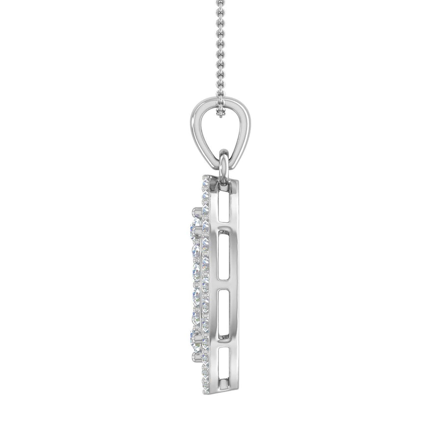1/2 Carat Diamond Pendant Necklace in Gold (Silver Cable Chain)