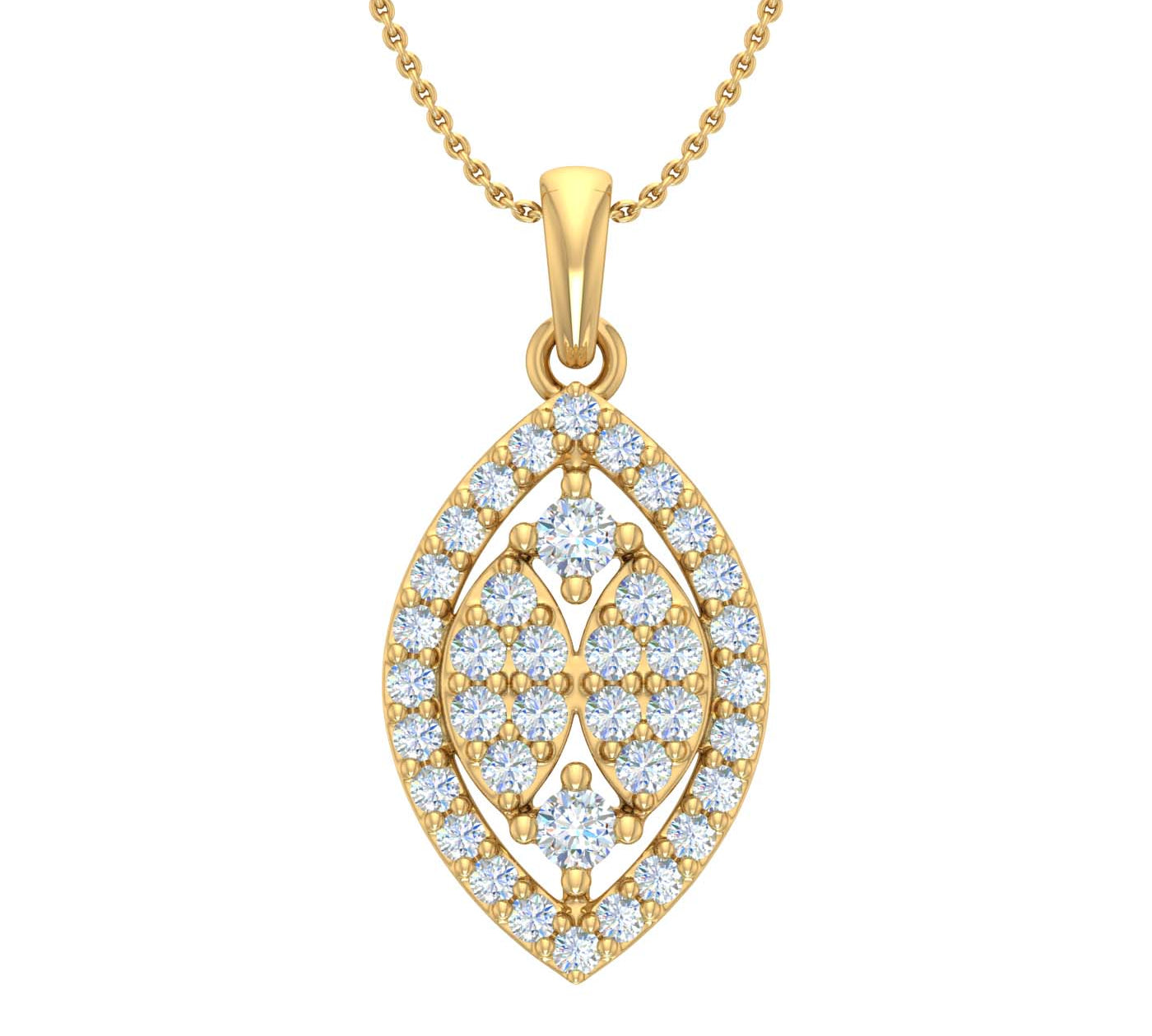 1/2 Carat Diamond Pendant Necklace in Gold (Silver Cable Chain)
