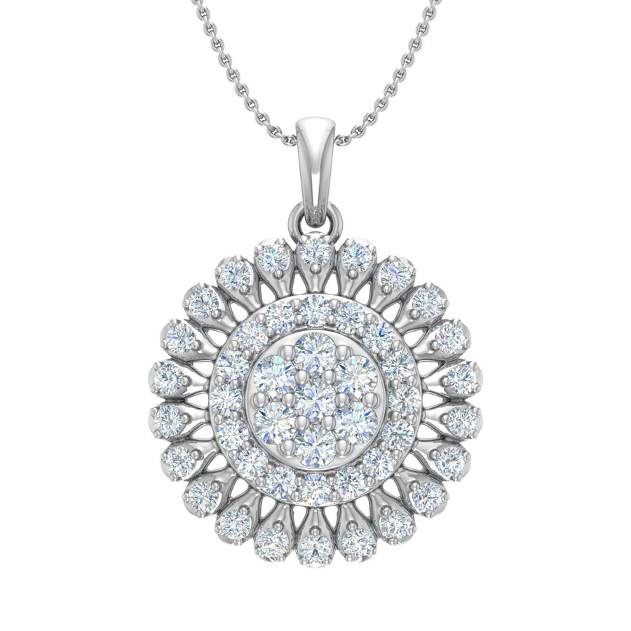 3/4 Carat Diamond Cluster Pendant Necklace in Gold (Silver Cable Chain)