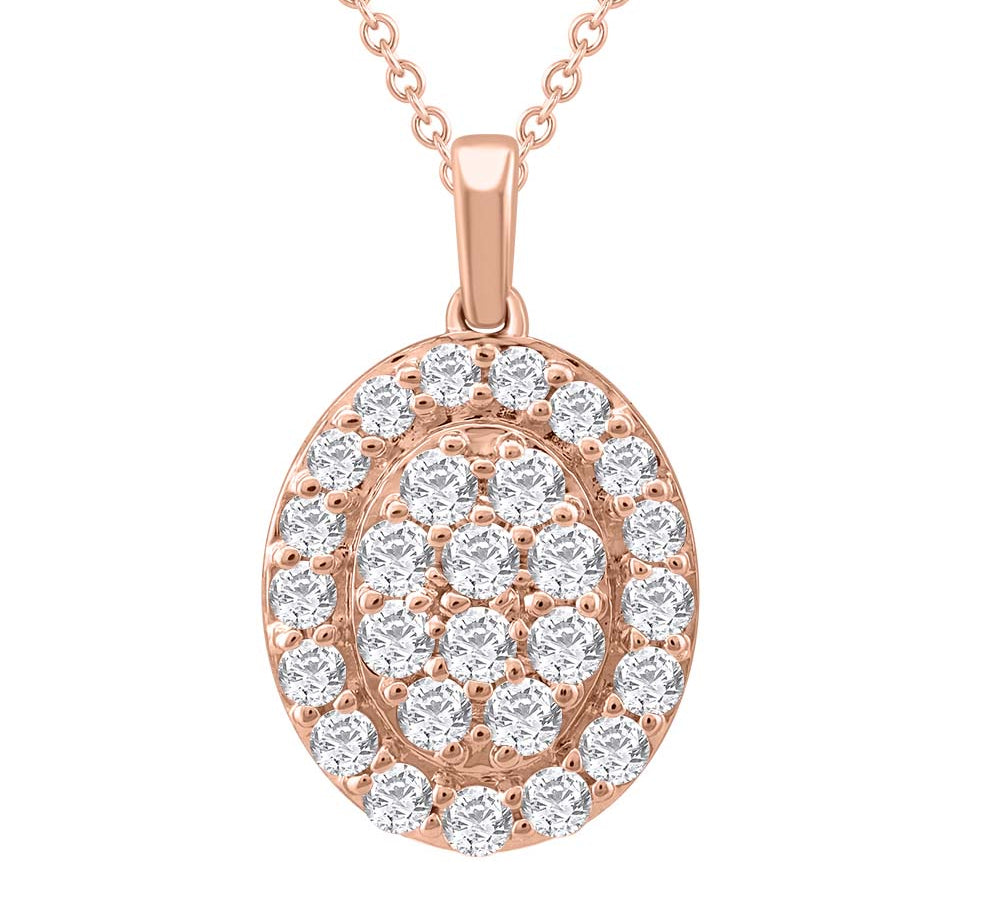 1 Carat Diamond Circle Pendant Necklace in Gold (Silver Cable Chain)