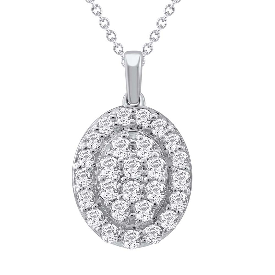 1 Carat Diamond Circle Pendant Necklace in Gold (Silver Cable Chain)