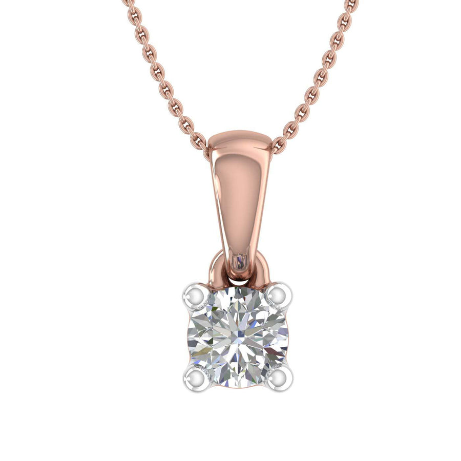 1/5 Carat 4-Prong Set Diamond Solitaire Pendant Necklace in Gold (with Silver Chain) - IGI Certified