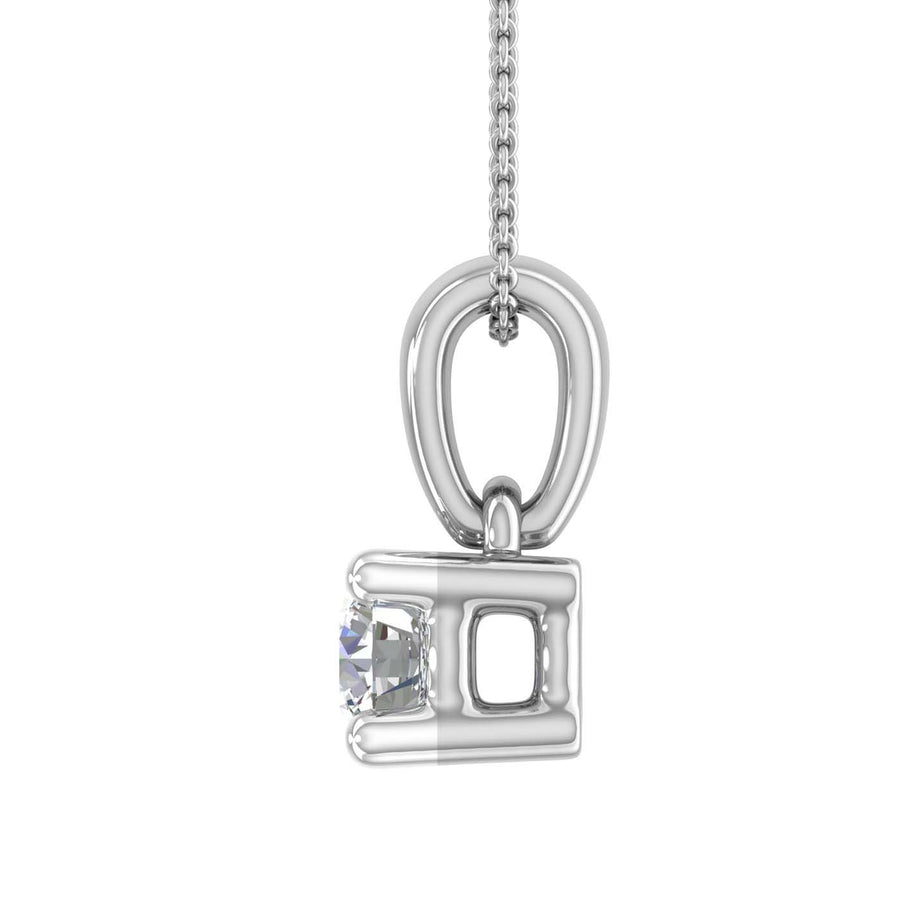 1/5 Carat 4-Prong Set Diamond Solitaire Pendant Necklace in Gold (with Silver Chain)