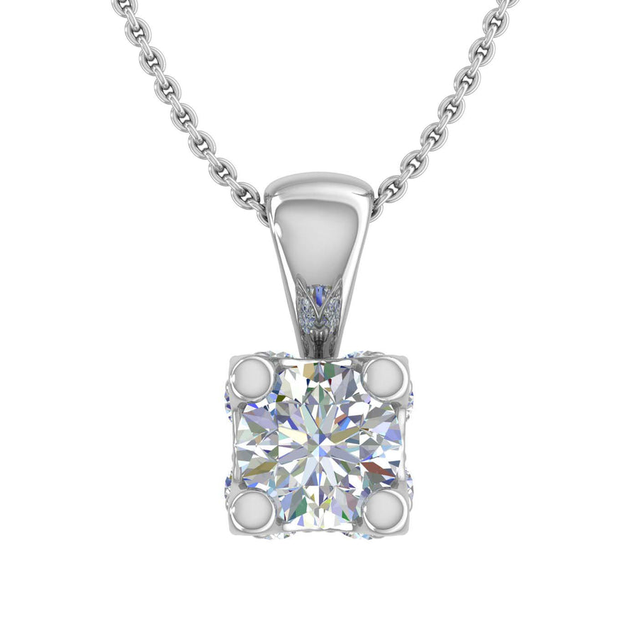1/2 Carat Diamond Pendant Necklace in Gold (Silver Cable Chain)