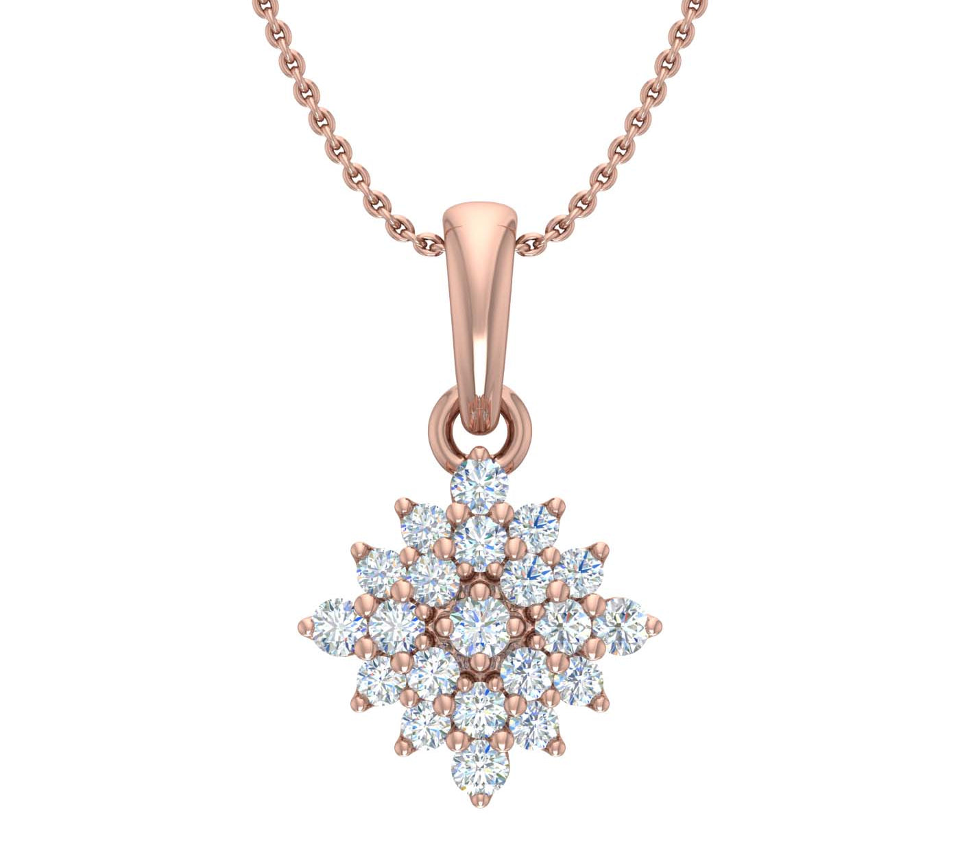 1/4 Carat Diamond Cluster Pendant Necklace in Gold (Silver Cable Chain)