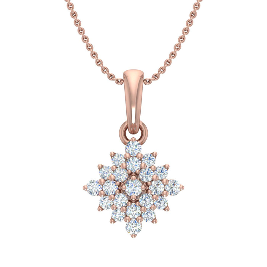 1/4 Carat Diamond Cluster Pendant Necklace in Gold (Silver Cable Chain)