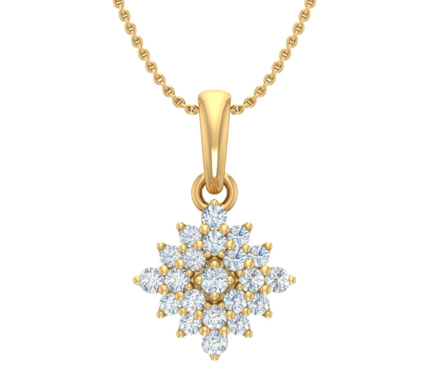 1/4 Carat Diamond Cluster Pendant Necklace in Gold (Silver Cable Chain)