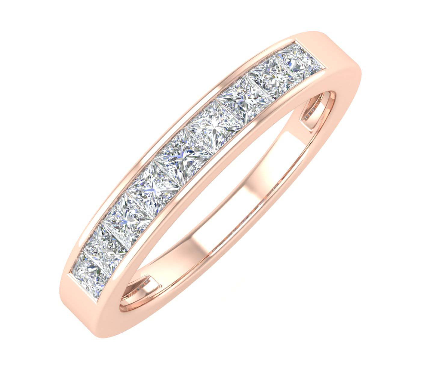 1/2 Carat Channel Set Princess Cut Diamond Wedding Band Ring in Gold