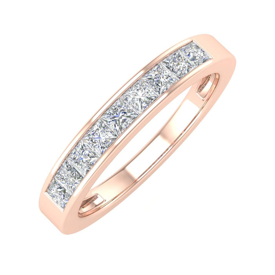1/2 Carat Channel Set Princess Cut Diamond Wedding Band Ring in Gold - IGI Certified