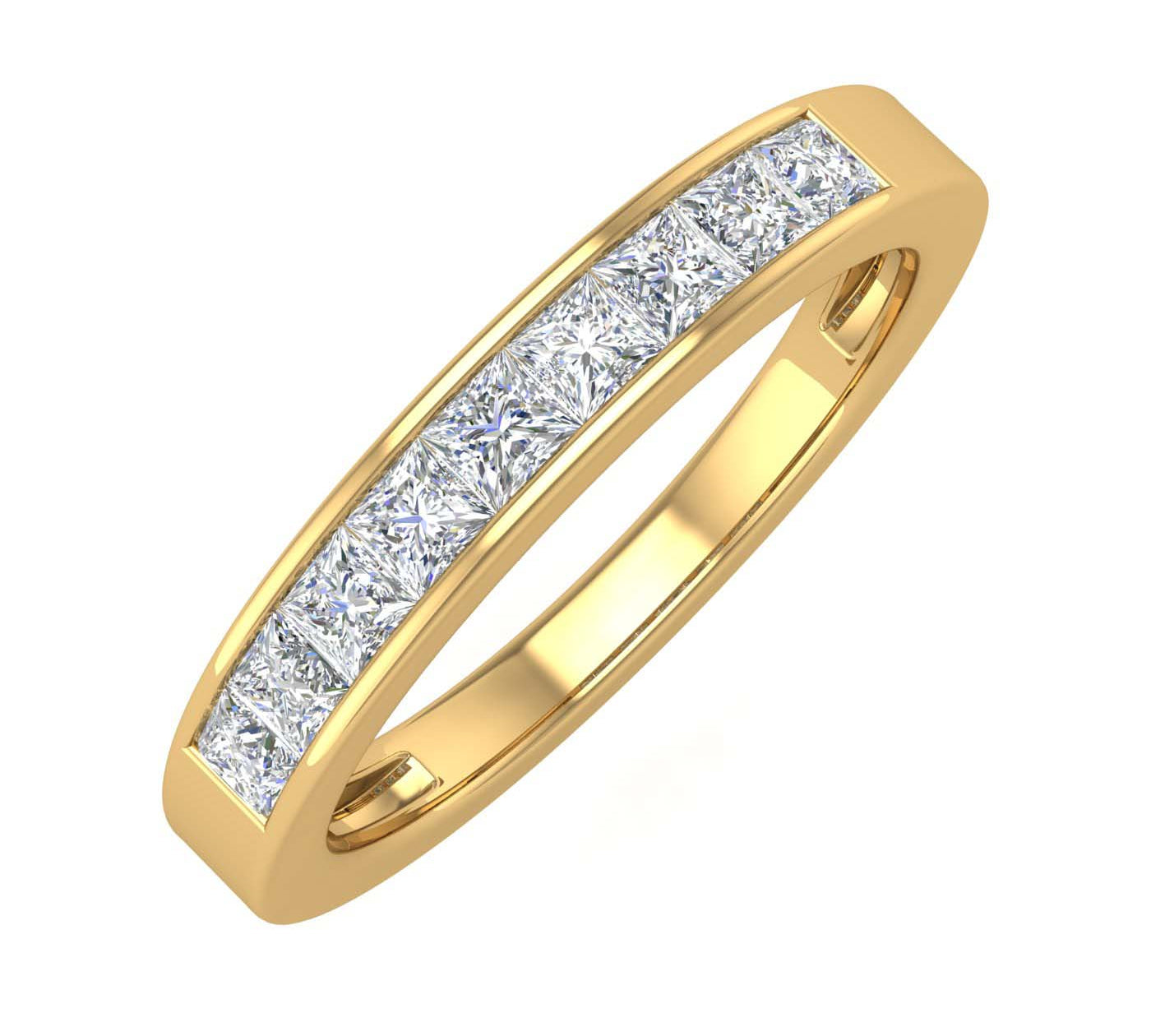 1/2 Carat Channel Set Princess Cut Diamond Wedding Band Ring in Gold