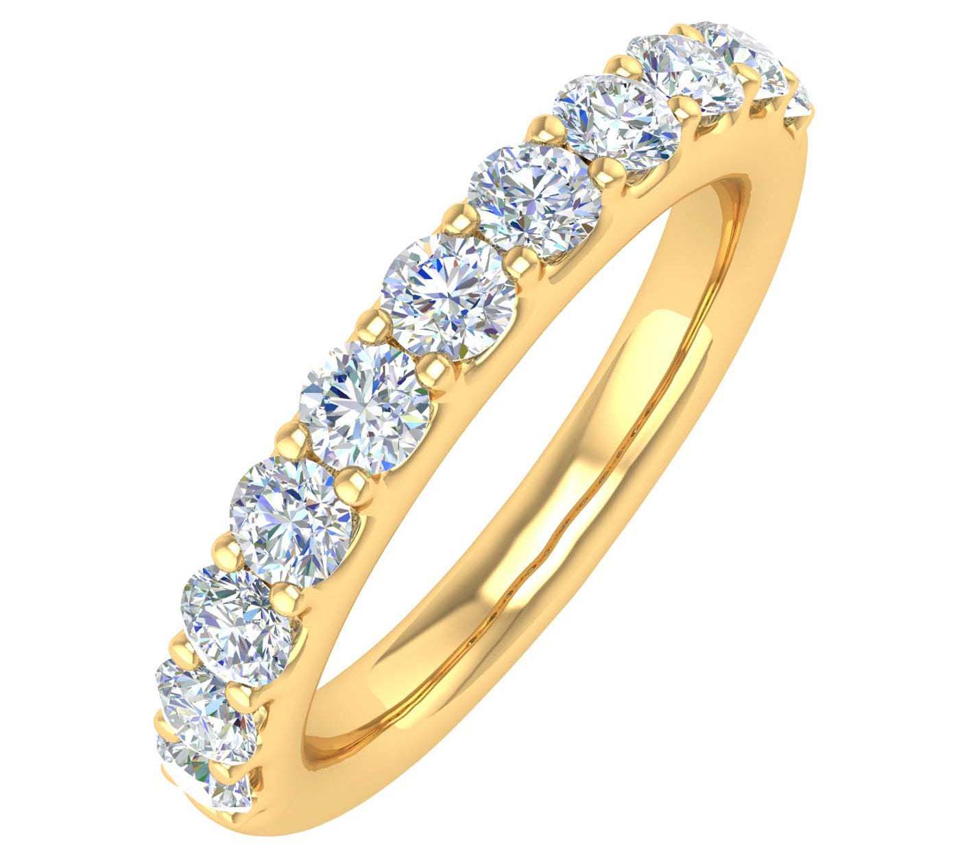 1 Carat Diamond Wedding Band Ring in Gold - IGI Certified