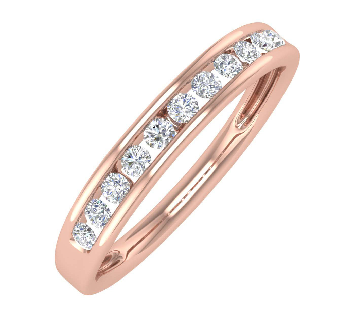 0.23 Carat Channel Set Diamond Wedding Band Ring in Gold - IGI Certified