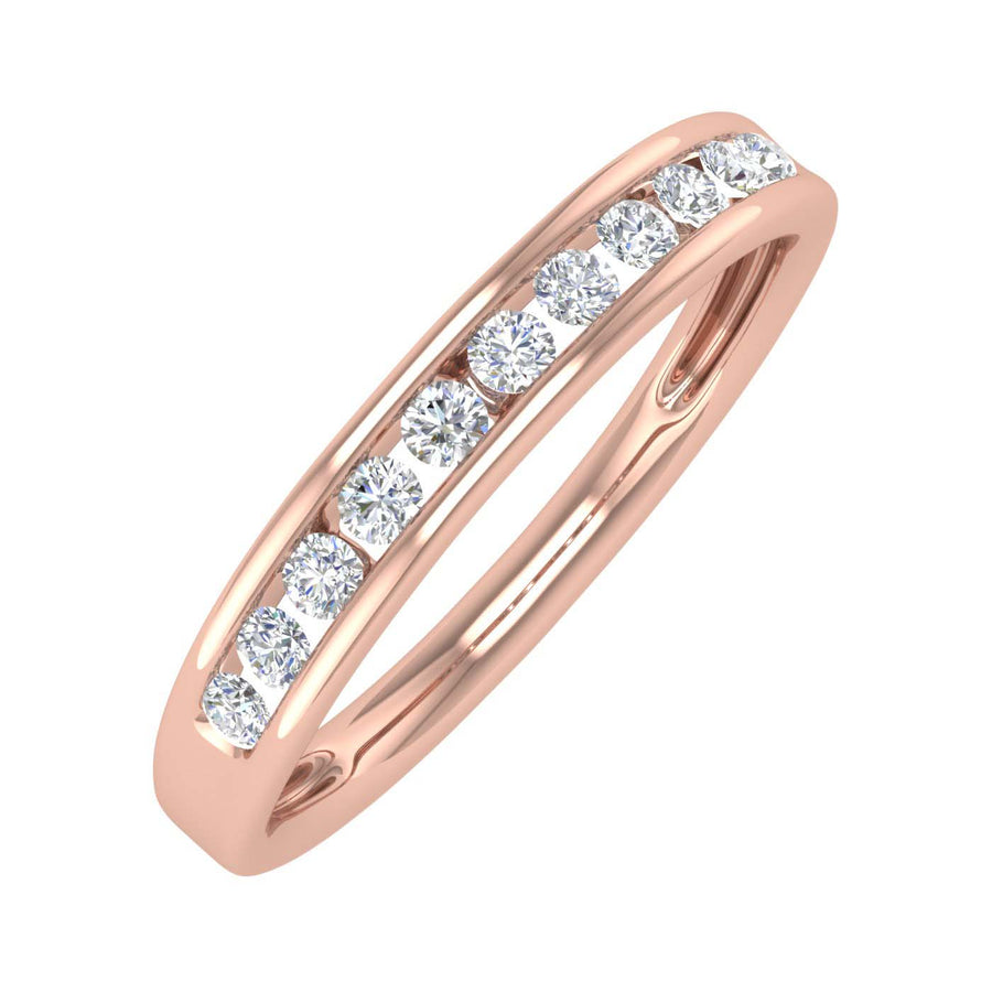 0.23 Carat Channel Set Diamond Wedding Band Ring in Gold - IGI Certified