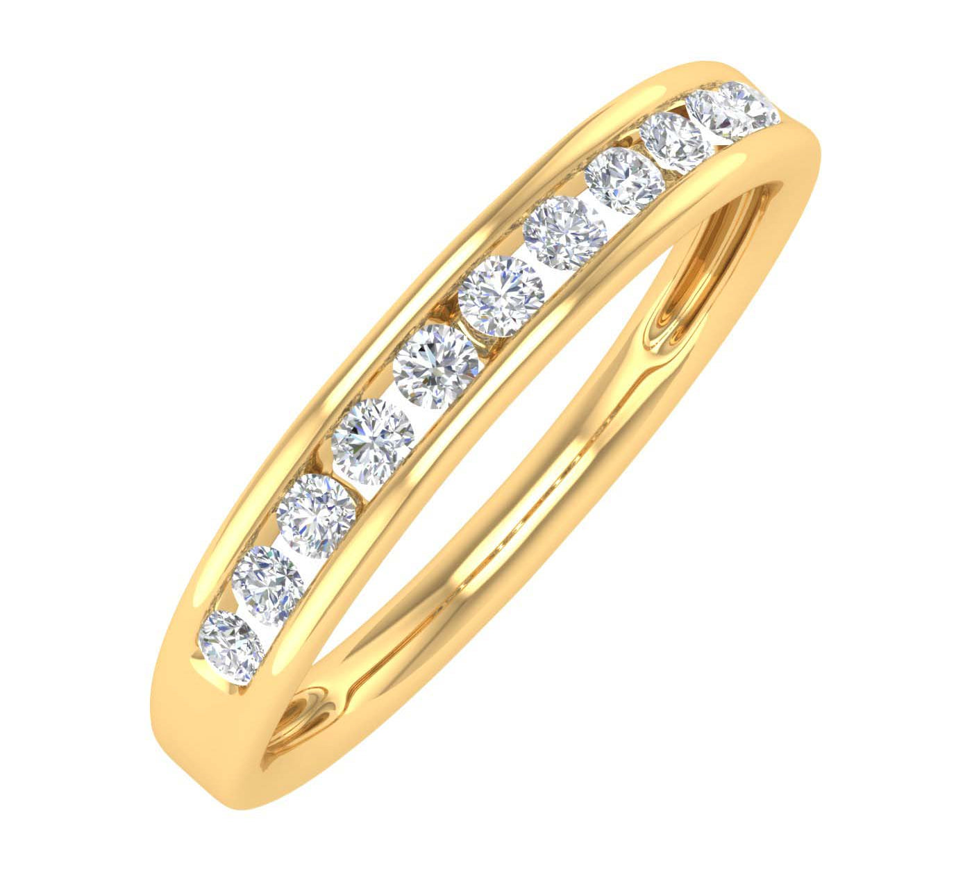 0.23 Carat Channel Set Diamond Wedding Band Ring in Gold - IGI Certified